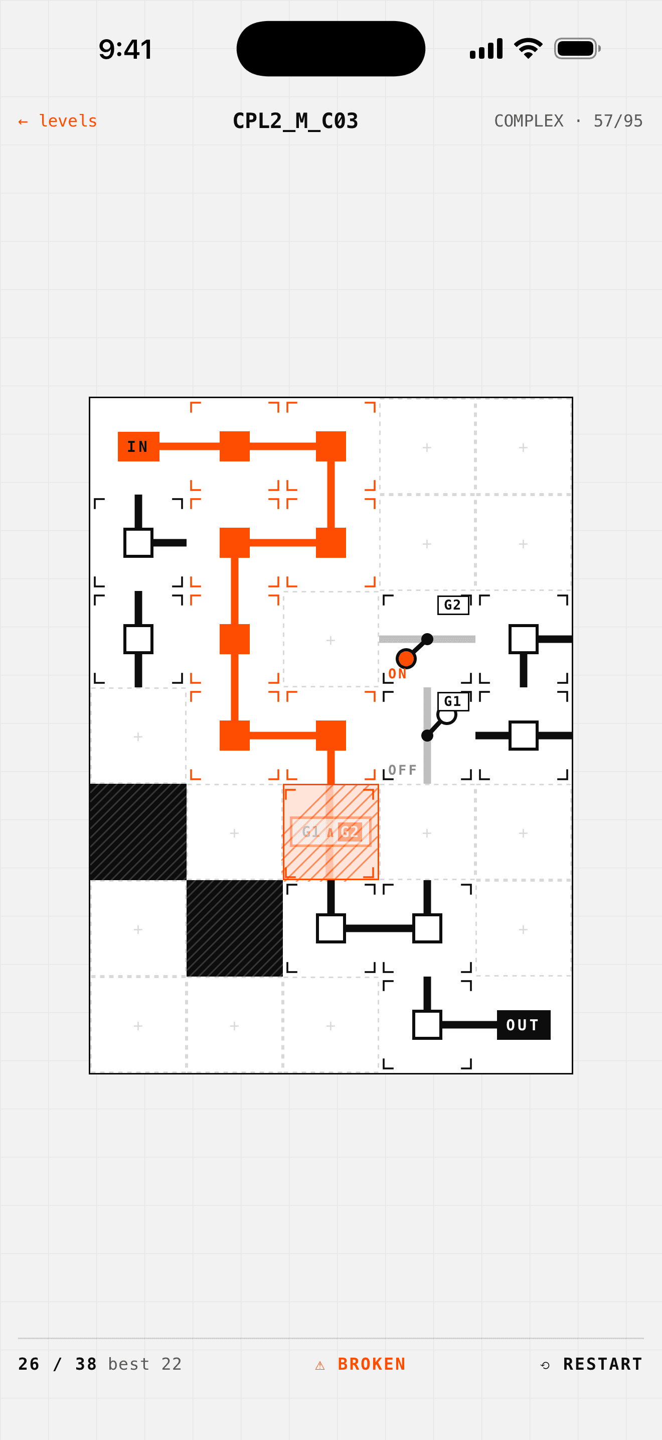 A live FLOW.EXE board, mid-solve